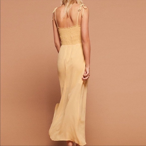 Reformation Sylvie yellow tie strap maxi dress Size Medium - Picture 3 of 7